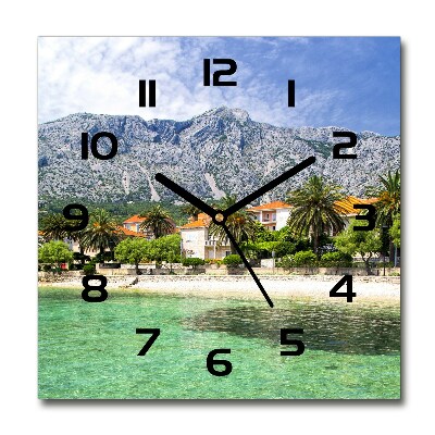 Square kitchen clock Beach in Croatia