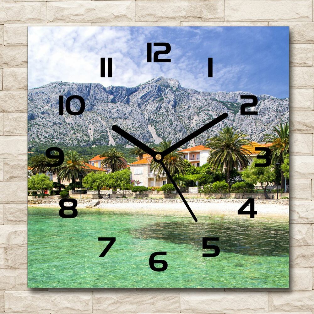 Square kitchen clock Beach in Croatia