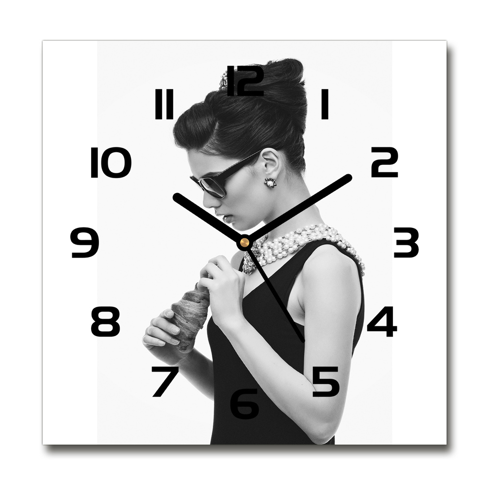 Square wall clock Woman with glasses