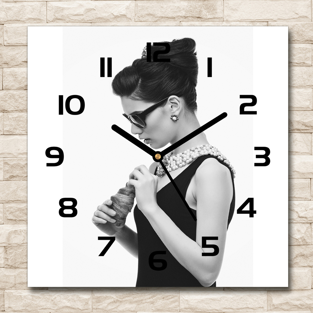 Square wall clock Woman with glasses