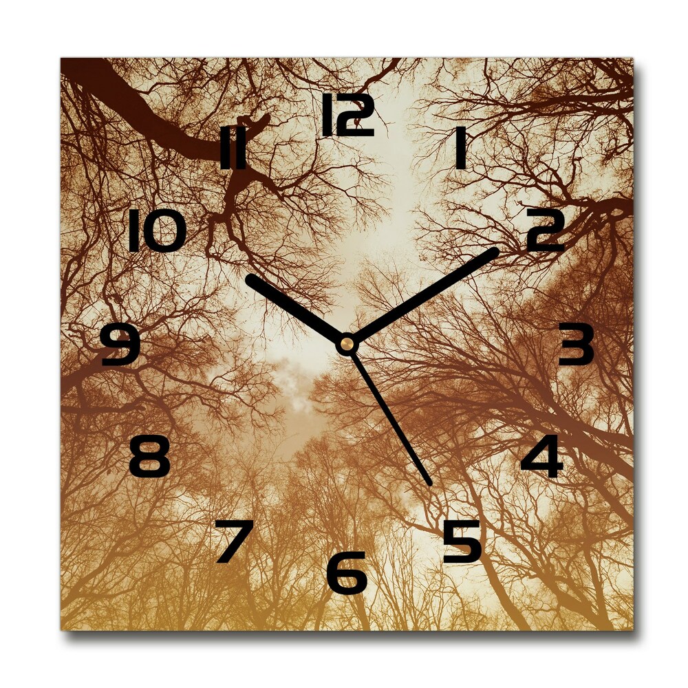 Square glass clock Forest