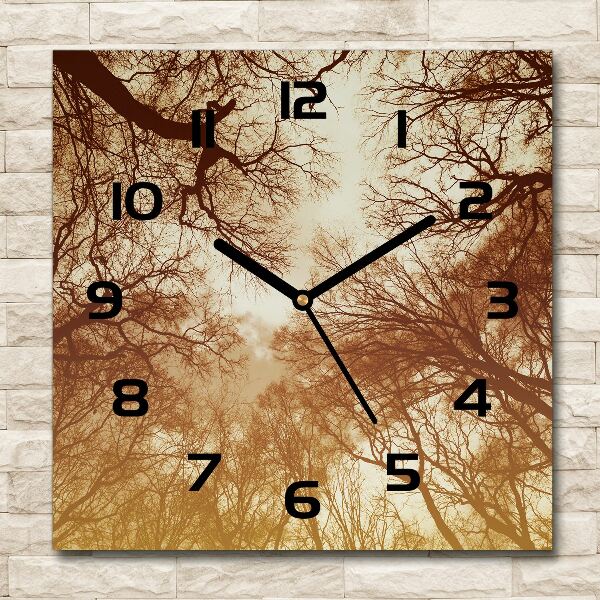 Square glass clock Forest