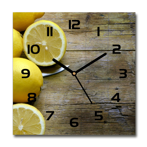 Square wall clock Lemons on wood