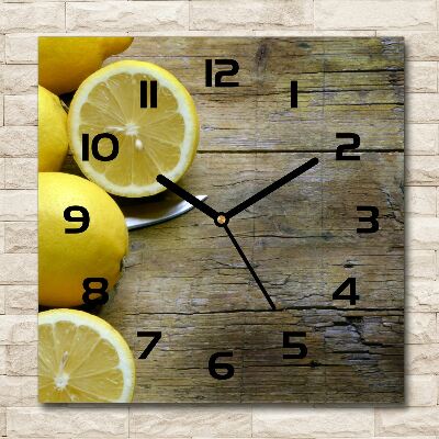 Square wall clock Lemons on wood