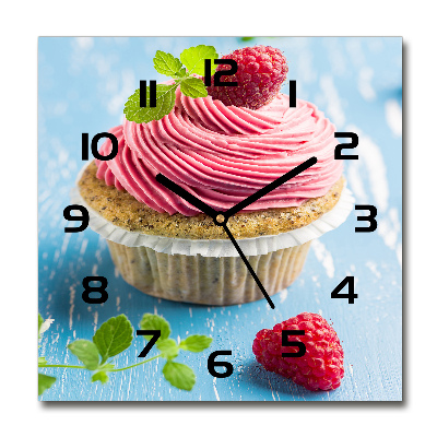 Square wall clock Raspberry cupcake