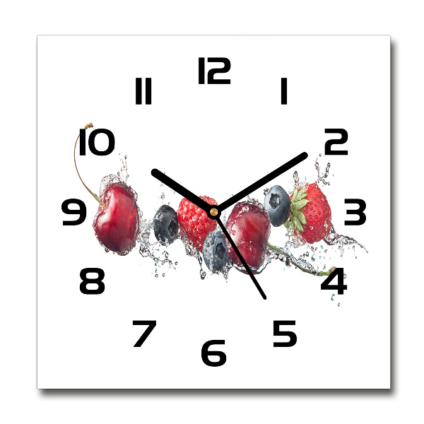 Square glass wall clock Forest fruits