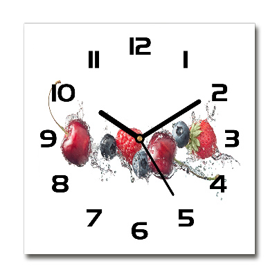 Square glass wall clock Forest fruits