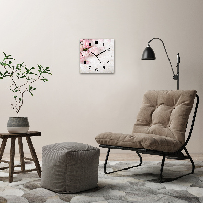 Square wall clock Peonies