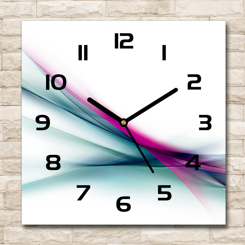 Square wall clock Wave abstraction