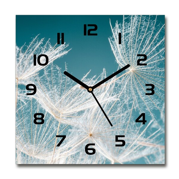 Square glass clock Dandelion seeds