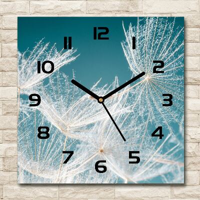 Square glass clock Dandelion seeds