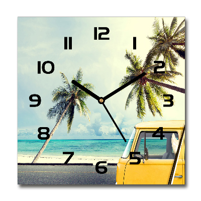 Square wall clock Beach van