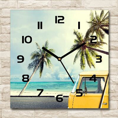 Square wall clock Beach van