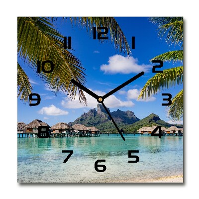 Square wall clock Palms on Bora Bora