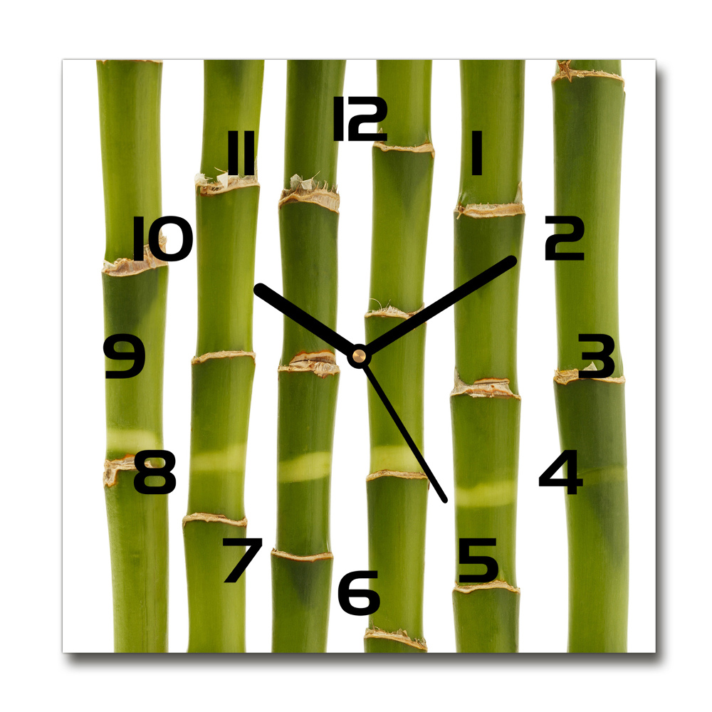 Square glass clock Bamboo