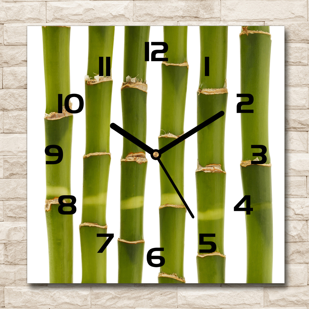 Square glass clock Bamboo