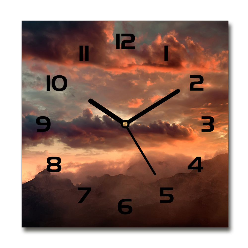 Square wall clock Sunset of the mountain