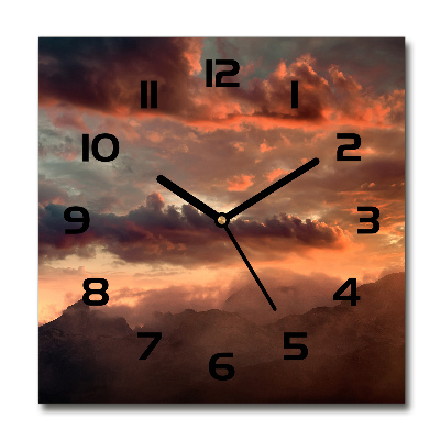 Square wall clock Sunset of the mountain