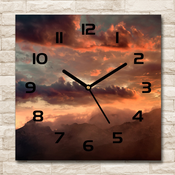 Square wall clock Sunset of the mountain