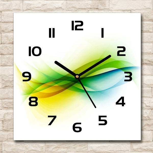 Square wall clock Wave abstraction