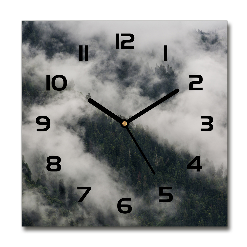 Square wall clock Fog over the forest