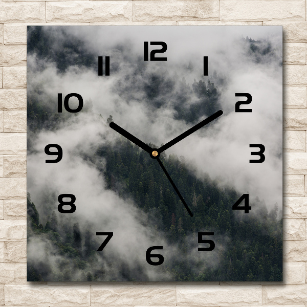 Square wall clock Fog over the forest