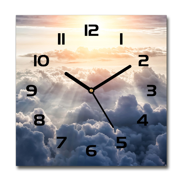 Square wall clock Bird's flight clouds