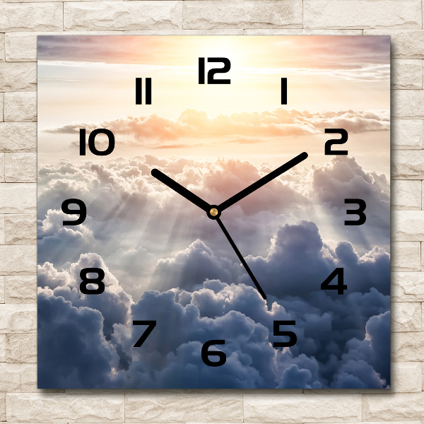 Square wall clock Bird's flight clouds