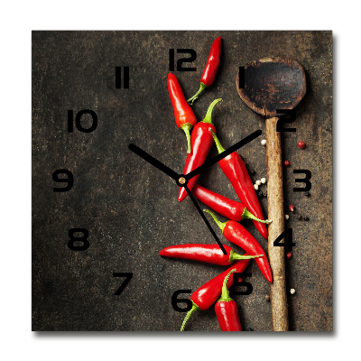 Square kitchen clock Chilli peppers