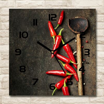 Square kitchen clock Chilli peppers