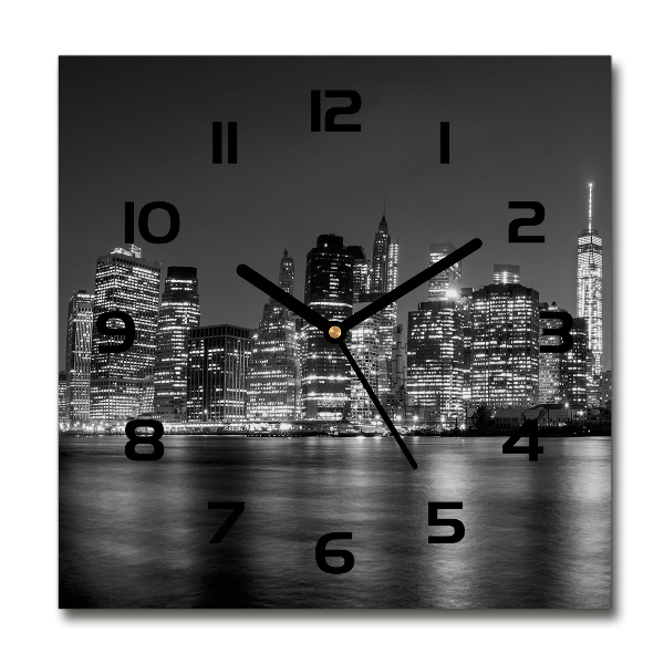 Square wall clock Manhattan at night