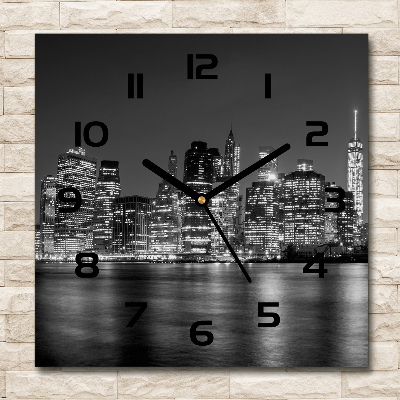 Square wall clock Manhattan at night