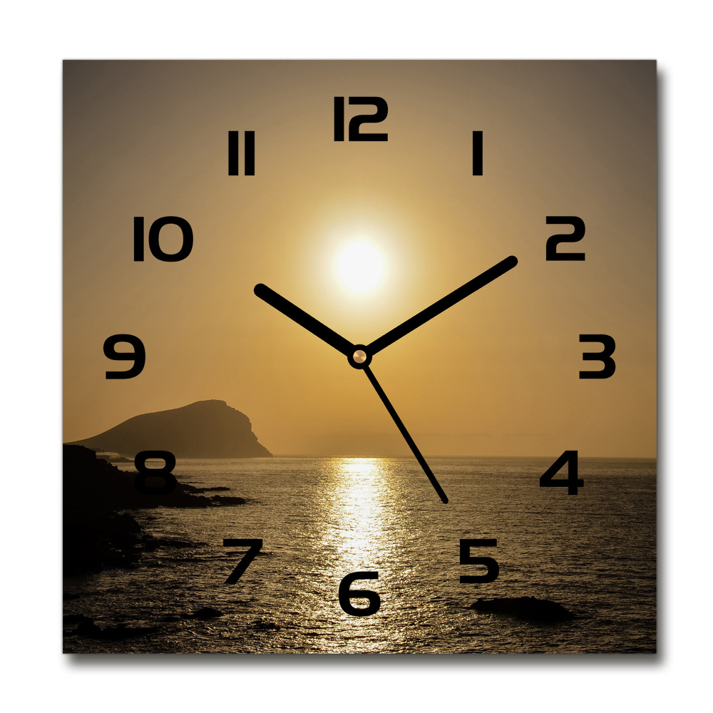 Square wall clock Sunset sea