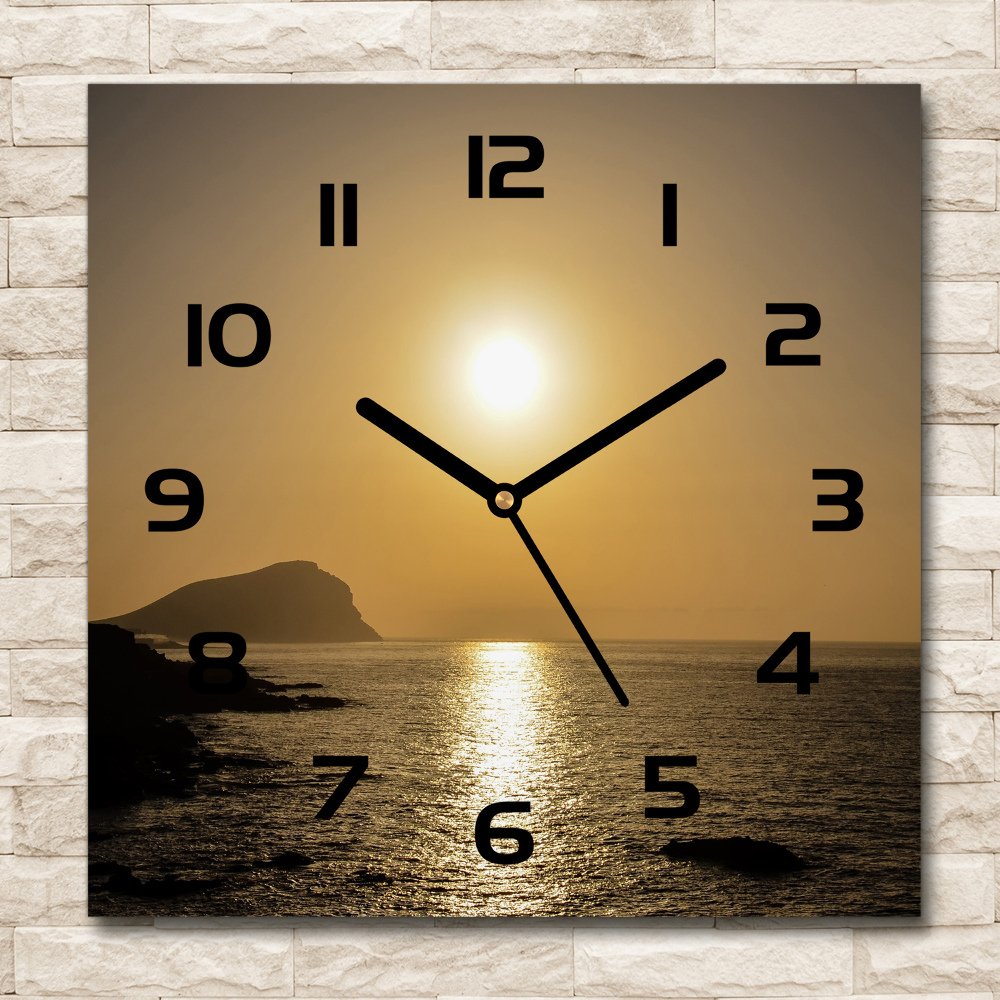 Square wall clock Sunset sea