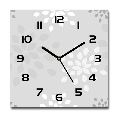 Square glass clock Floral pattern