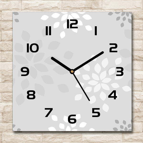 Square glass clock Floral pattern