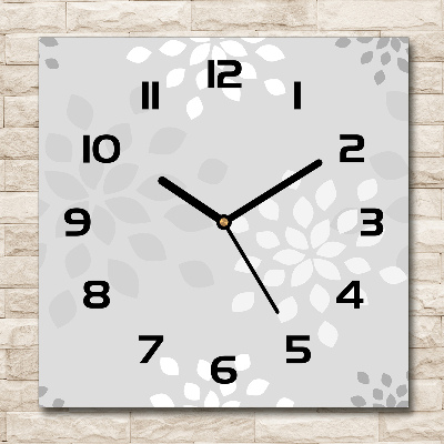 Square glass clock Floral pattern