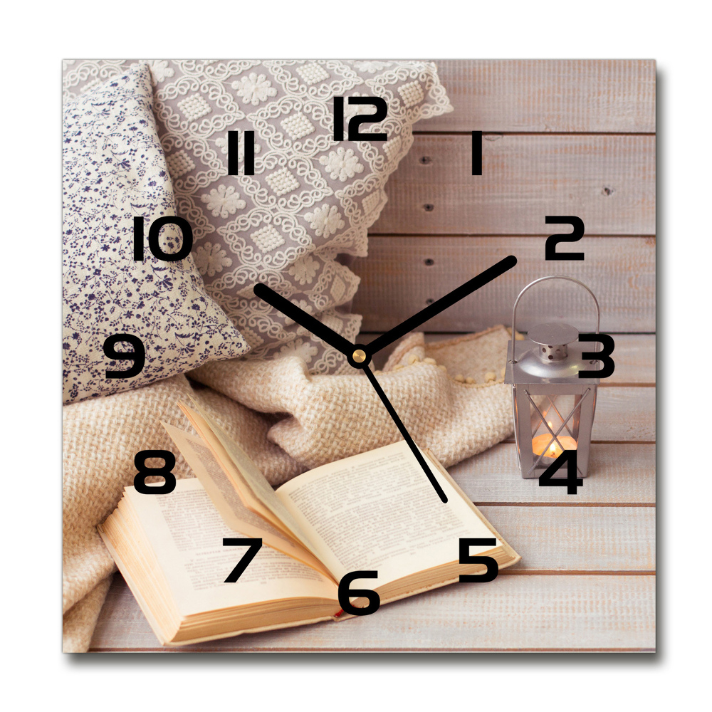 Square wall clock Relax by the book