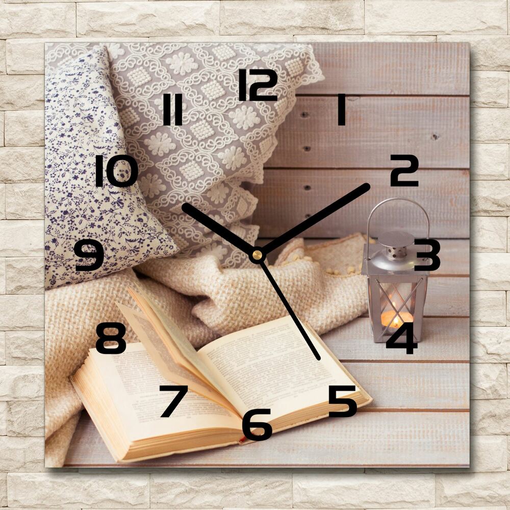 Square wall clock Relax by the book