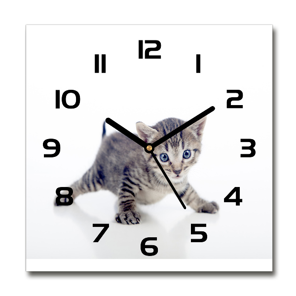 Square wall clock Small cat