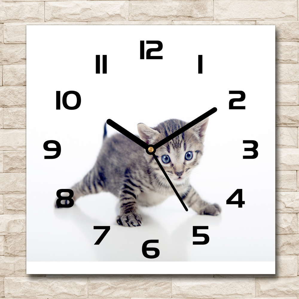 Square wall clock Small cat