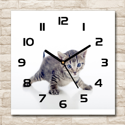 Square wall clock Small cat