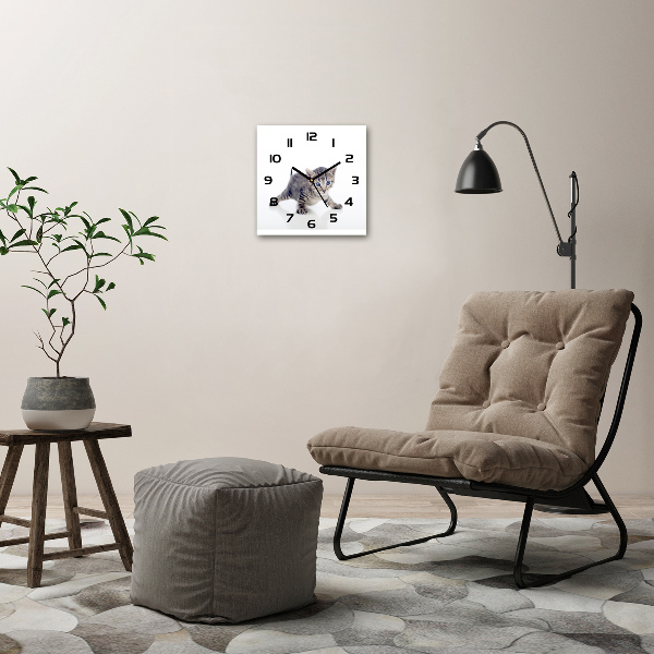 Square wall clock Small cat