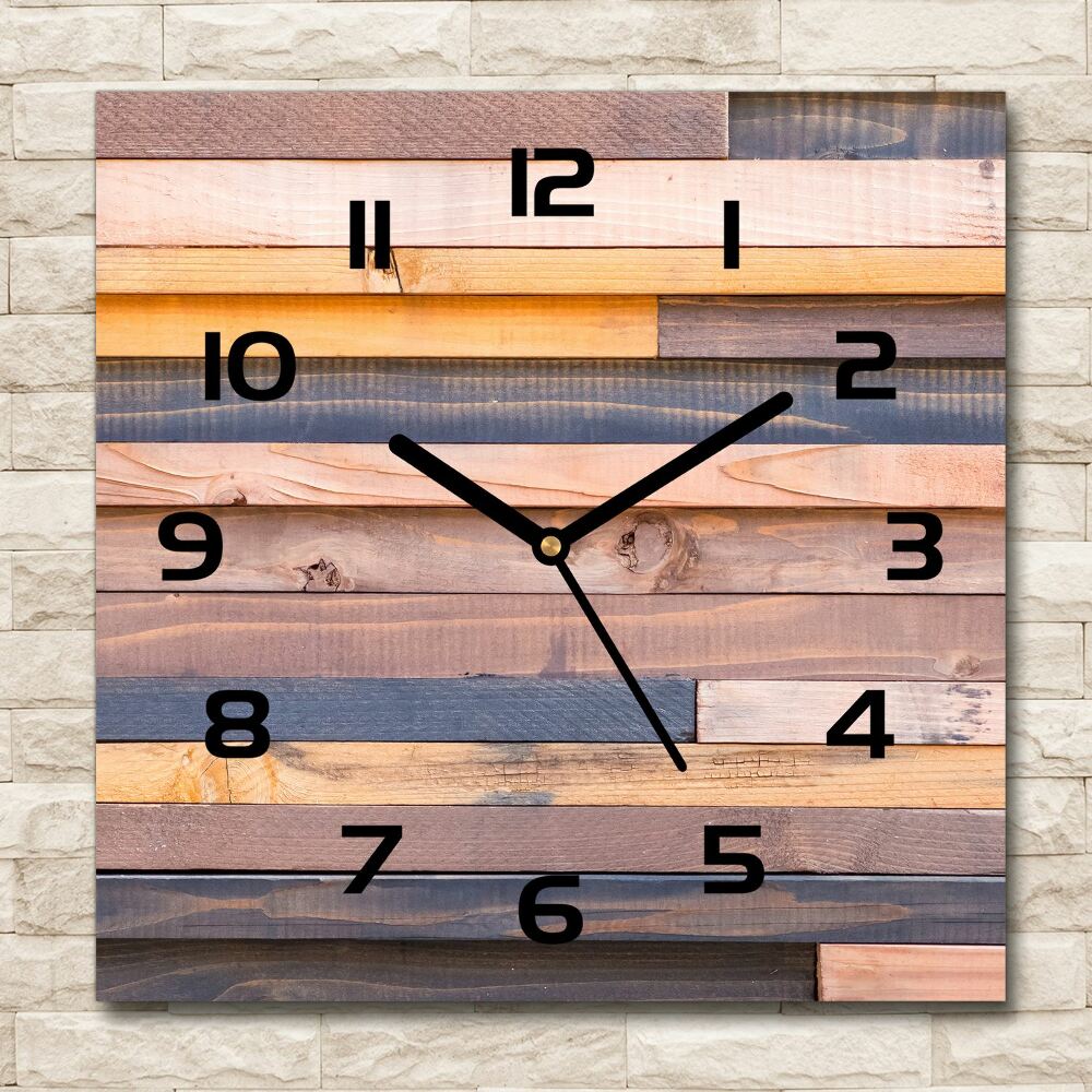 Square wall clock Wooden wall