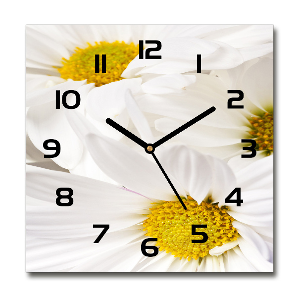 Square glass wall clock Daisy