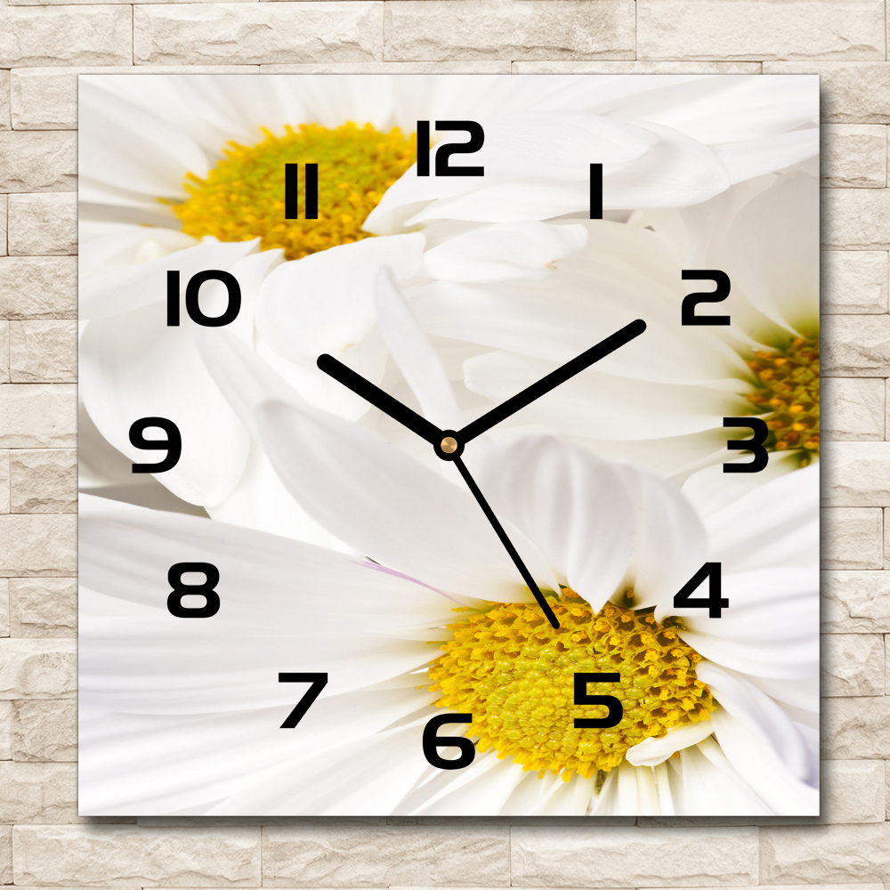 Square glass wall clock Daisy