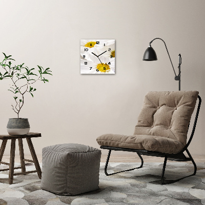 Square glass wall clock Daisy