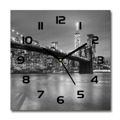 Square glass wall clock New York at night