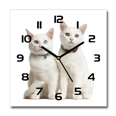 Square wall clock White cats