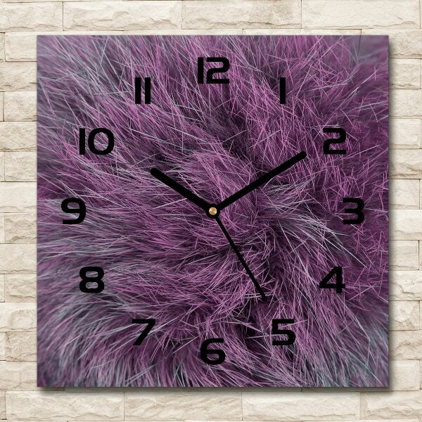 Square wall clock Pink fur